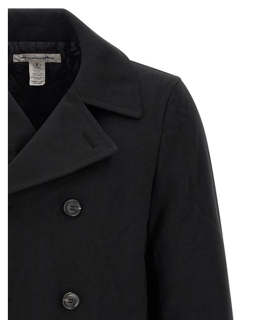 Comme des Garçons Black Double-Breasted Canvas Caban Jacket for men