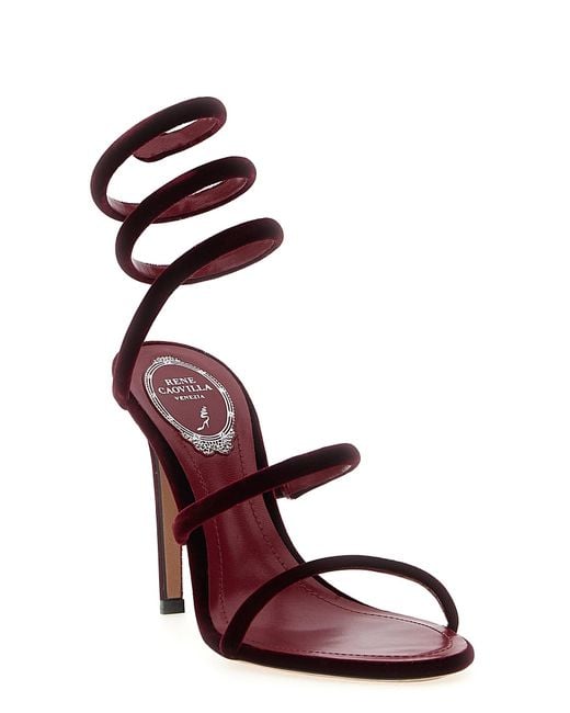 Rene Caovilla Metallic Textile Stiletto Heel Sandals