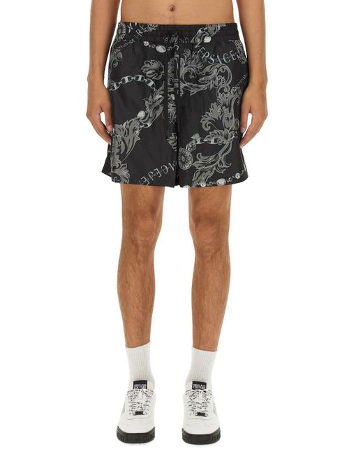 Versace Black "chain Couture" Bermuda Shorts for men