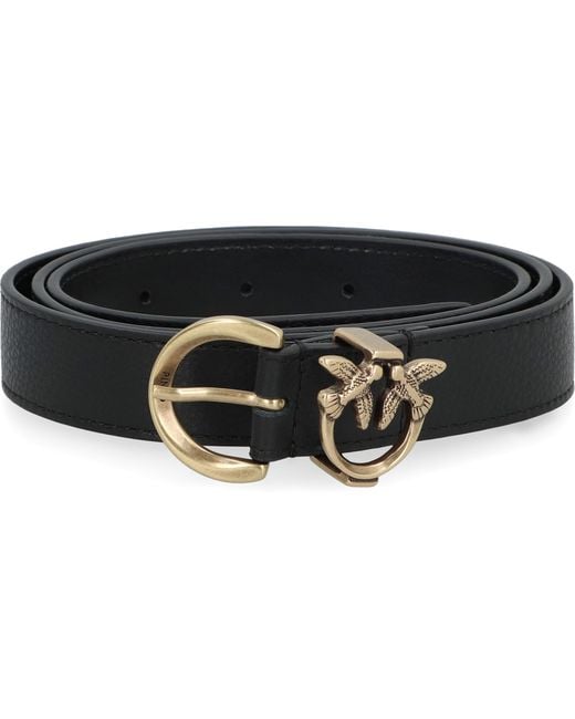 Pinko Black Leather Belt Cow Hide