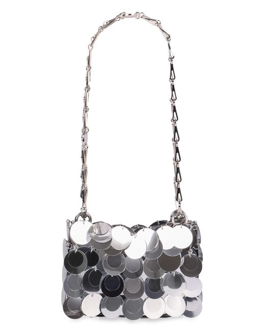 Rabanne White Sparkles Discs Nano Bag