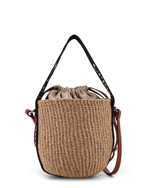 Chloé Brown Woody Raffia Bucket Bag