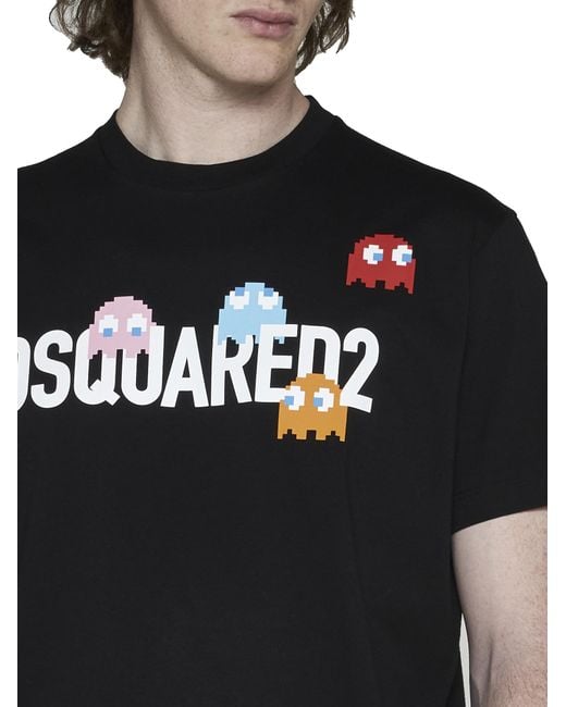 DSquared² Black Pac-man Cotton T-shirt for men