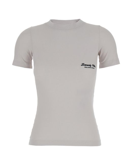 Balenciaga Gray Off T-Shirt With Beverly Hills Embroidery