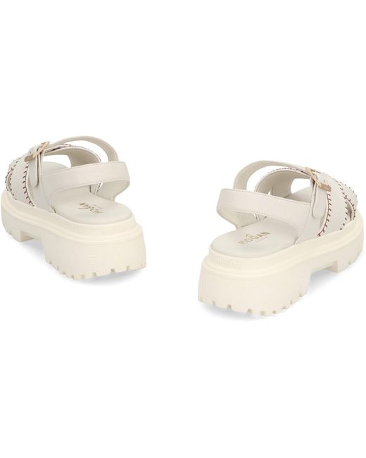 Hogan White Leather Sandals