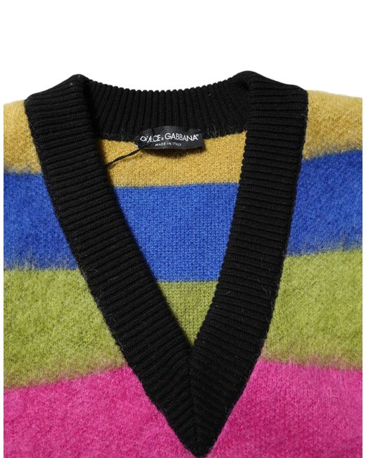 Dolce & Gabbana Black Glitch Design Pullover Sweater Clothing for men