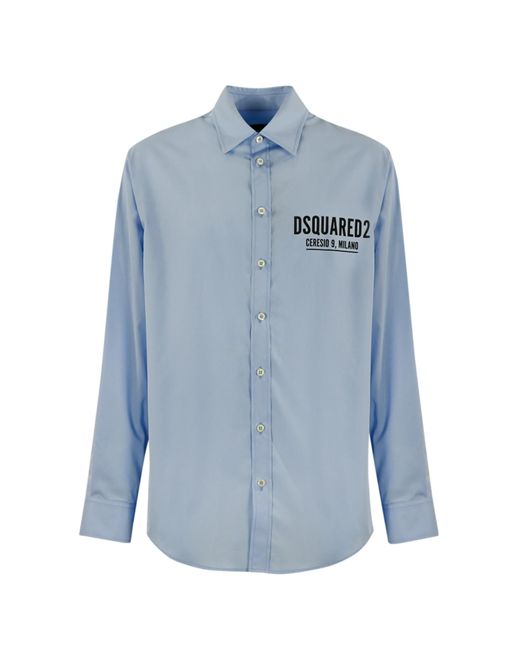 DSquared² Blue Shirt With Logo Print for men