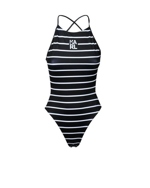 Karl Lagerfeld White Swimsuit in Black Lyst