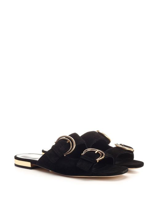 Chloé Black Alize Flat Double C Buckle Sleepers