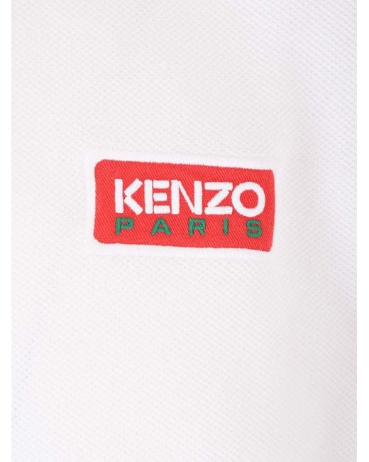 KENZO White Cotton Polo Shirt for men