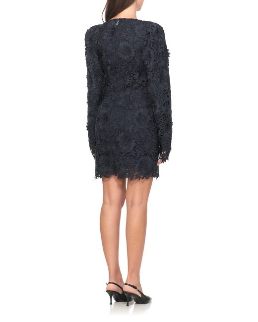 chinese dress ladies ROTATE Lace Puff Sleeve Mini Dress in Black