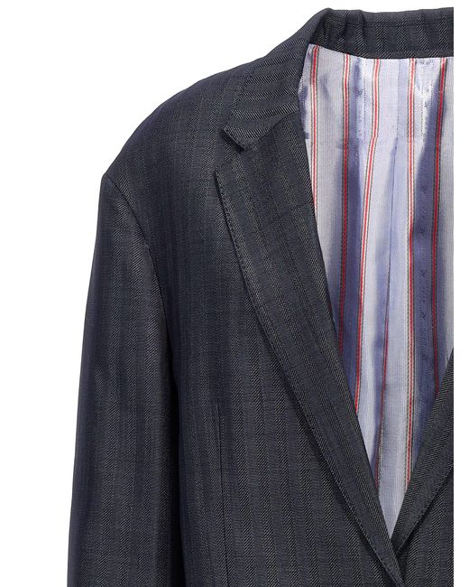 Etro Blue Oversized Buttoned Outer Jacket