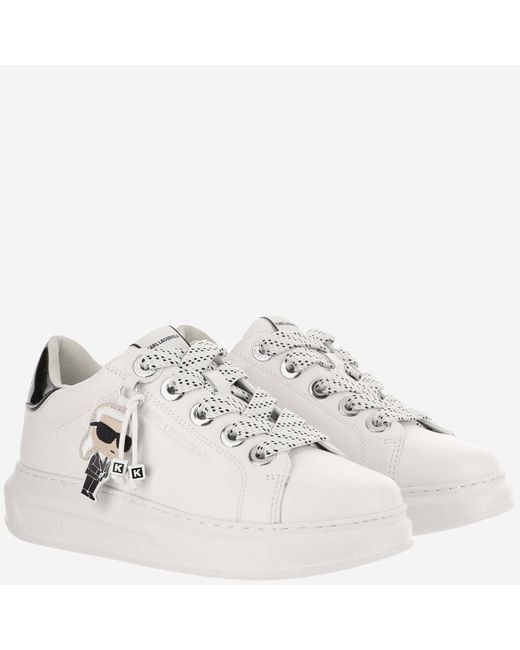 Karl Lagerfeld White Leather Sneakers With Logo
