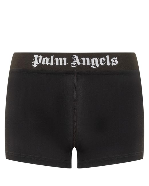 Palm Angels Black Sport Shorts With Logo