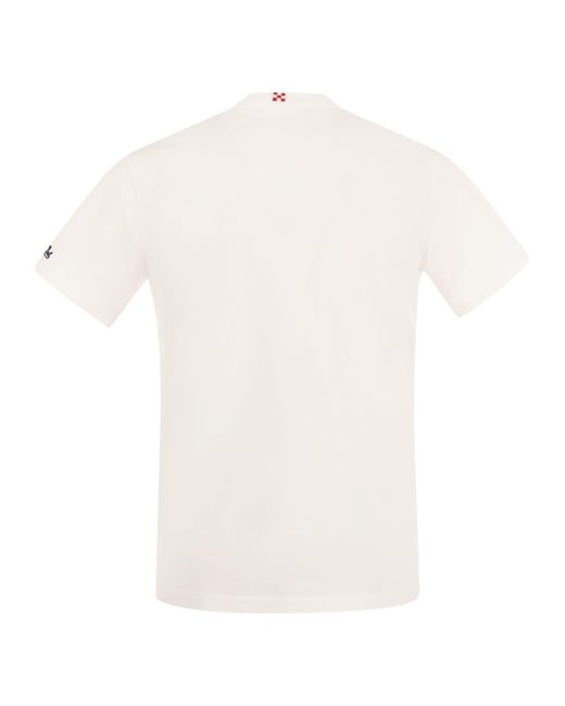 Mc2 Saint Barth White Cotton T-Shirt With Aperol Spritz Print for men
