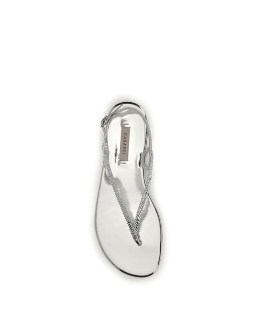 Casadei White Josephine Sandals Calf Leather Bos Taurus