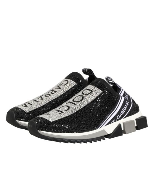 Dolce & Gabbana Black Sorrento Sneakers With Fusible Crystals