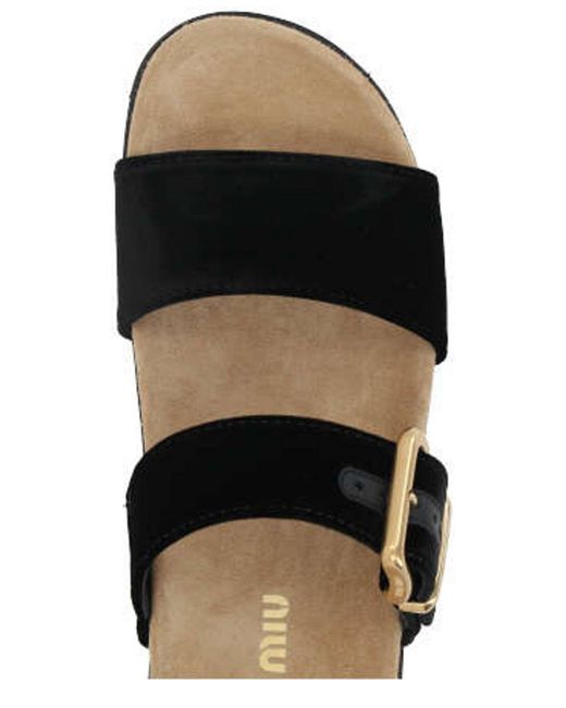 Miu Miu Black Slip-on Sandals