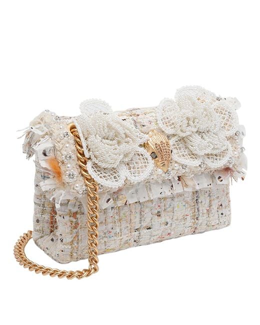 Kurt Geiger White Mini Tweed Kensington Crossbody Bag