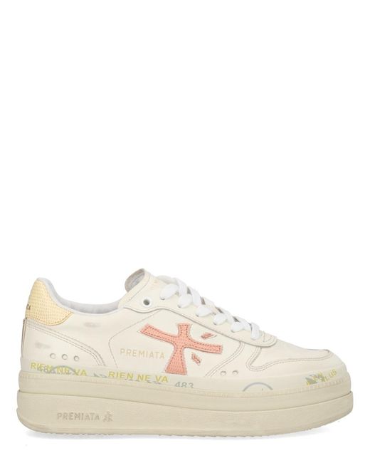 Premiata Natural Sneaker Micol Calf Leather Trainers