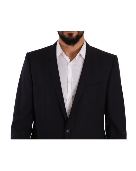 Dolce & Gabbana Black Elegant Slim Fit Wool Silk Two-Piece Suit for men