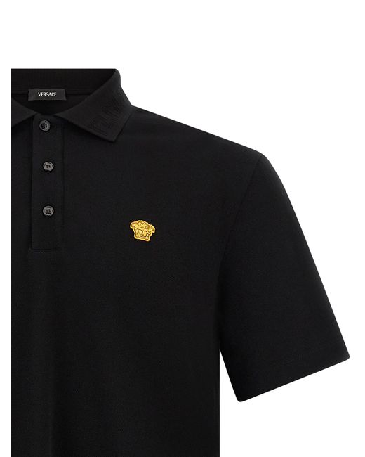 Versace Black Cotton Polo Shirt for men