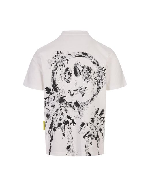 Barrow White T-Shirt With 3D Palm Tree Print for men