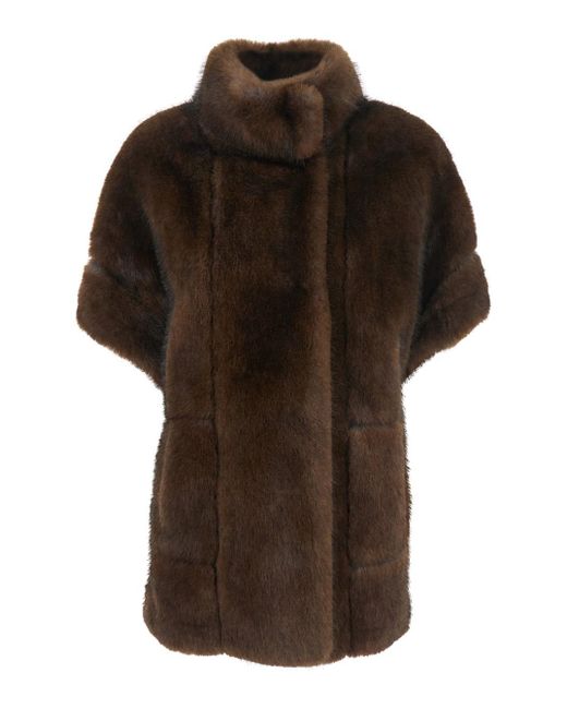 VALENTINI 1972 Brown Jacket With High Collar And Hidden Closure