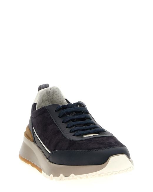 Brunello Cucinelli Blue 'Runners' Sneakers for men