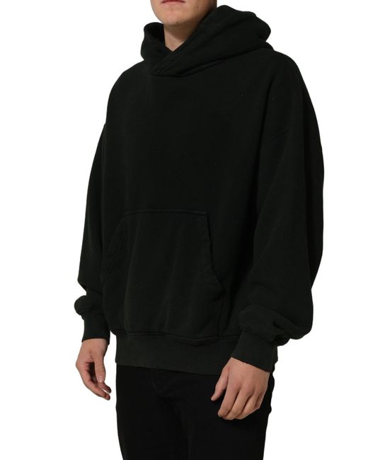 Dolce & Gabbana Black Cotton Hooded Men Sweatshirt Sweater for men