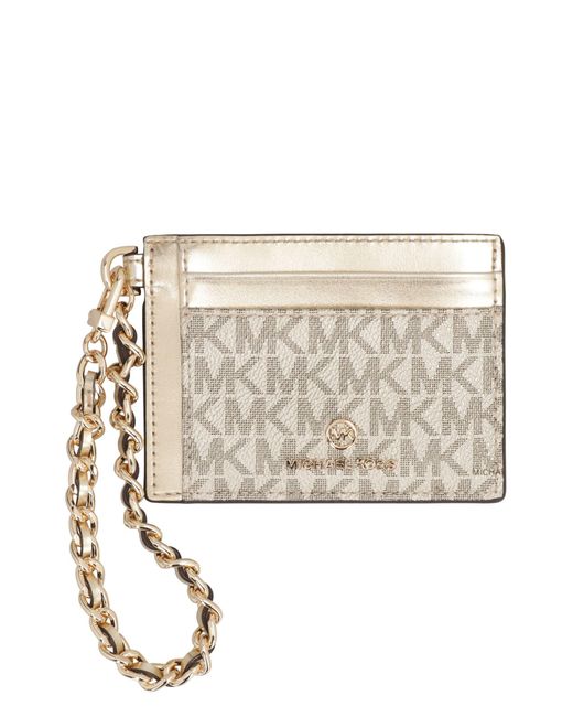 MICHAEL Michael Kors Coated Canvas Card Holder in Natural Lyst