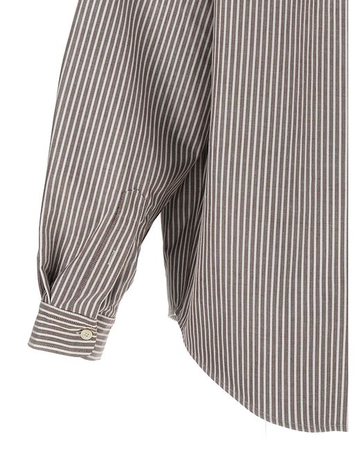 Hed Mayner Gray Pinstripe Oxford Overshirt for men
