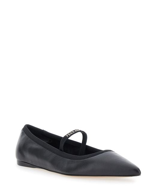 Ferragamo Black Ballet Shoes With Ribbon Detail