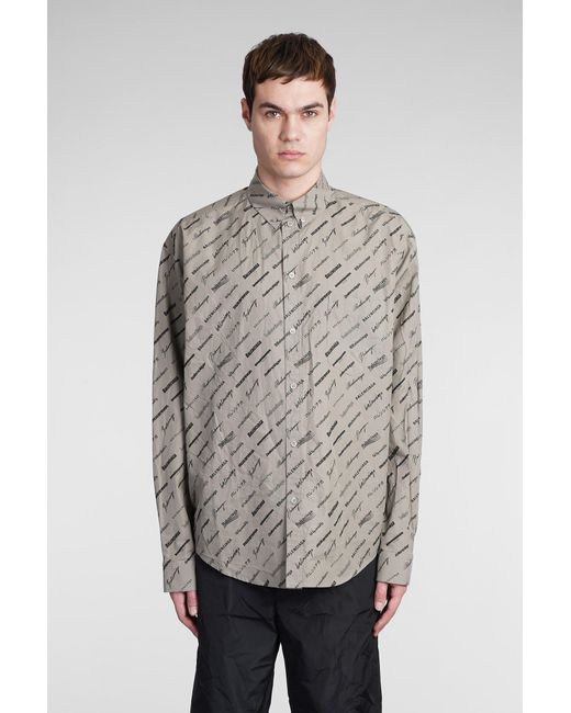Balenciaga Shirt In Taupe Cotton in Gray for Men | Lyst