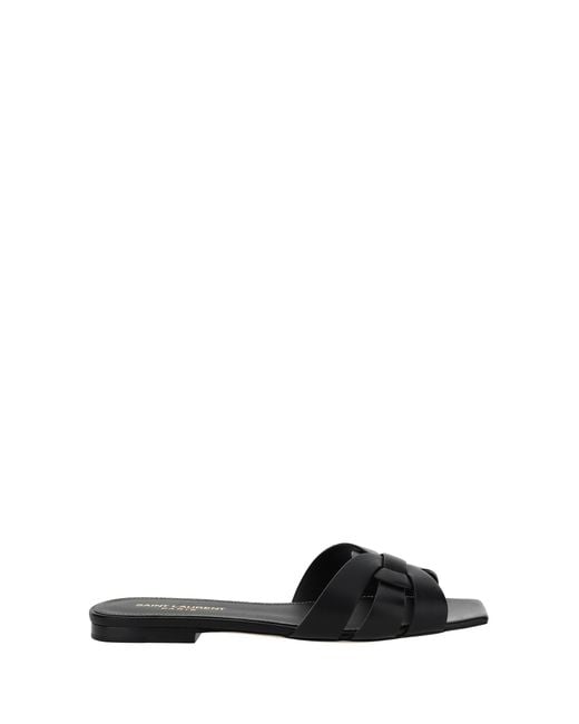 Saint Laurent Black Leather Sandals