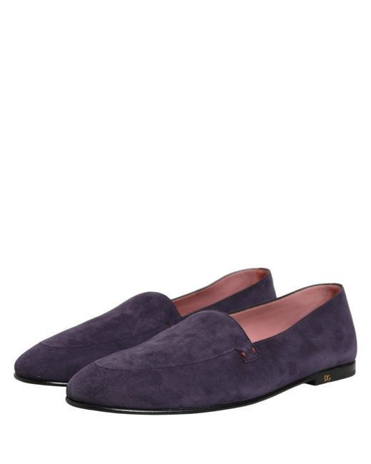 Dolce & Gabbana Pink Velvet Slip On Flats Loafers Shoes Leather for men