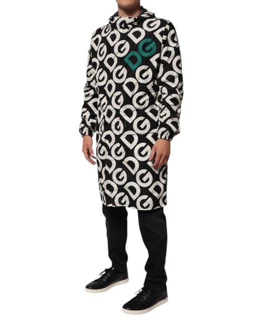Dolce & Gabbana Black Logo Print Hooded Jacket for men