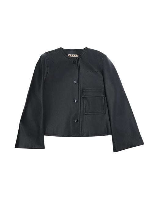 Marni Blue Girls Ecoleather Jacket Polyester Blazers