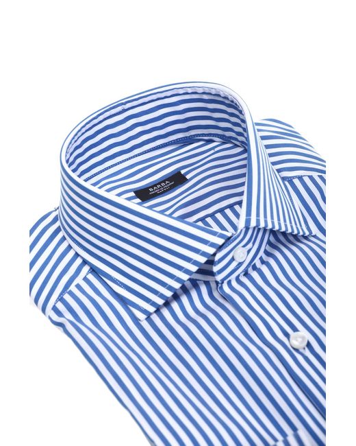 Barba Napoli Blue Barba Striped Shirt for men