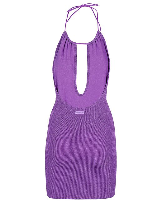 Mc2 Saint Barth Purple Crinkle One Piece With Central Drop