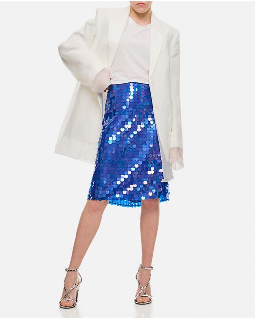 Saks Potts Blue Marna Sequin Midi Skirt