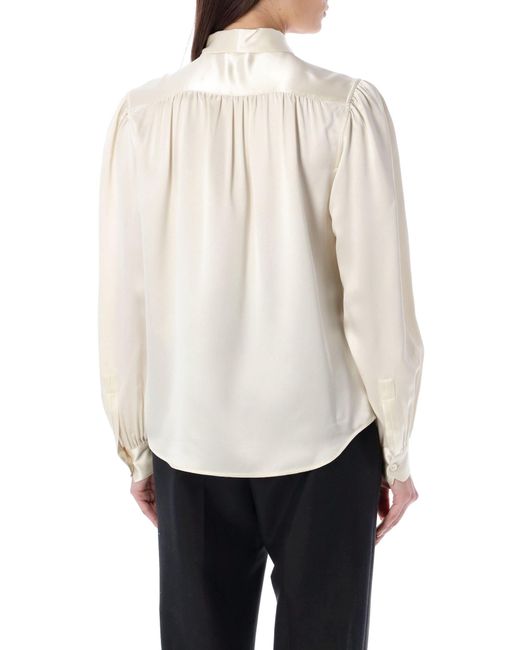 Saint Laurent Lavalli re neck Blouse in White Lyst UK