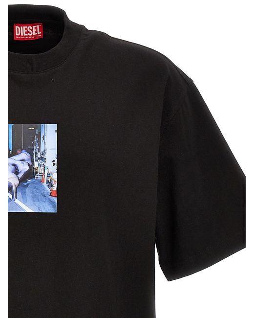 DIESEL Black T-wash T-shirt for men