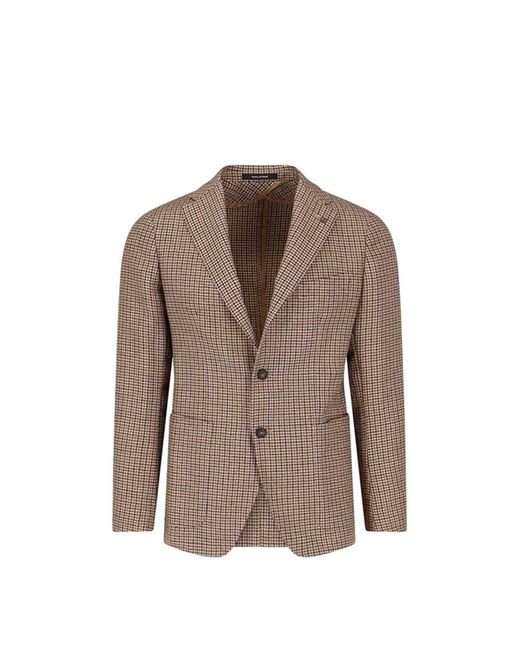 Tagliatore Brown Single-Breasted Wool Blazer for men