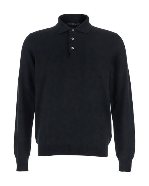 Tagliatore Blue Polo Shirt With Classic Collar And Ribbed Trims for men