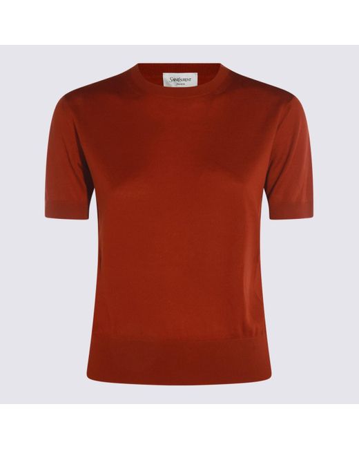 Saint Laurent Red Wool Knitwear