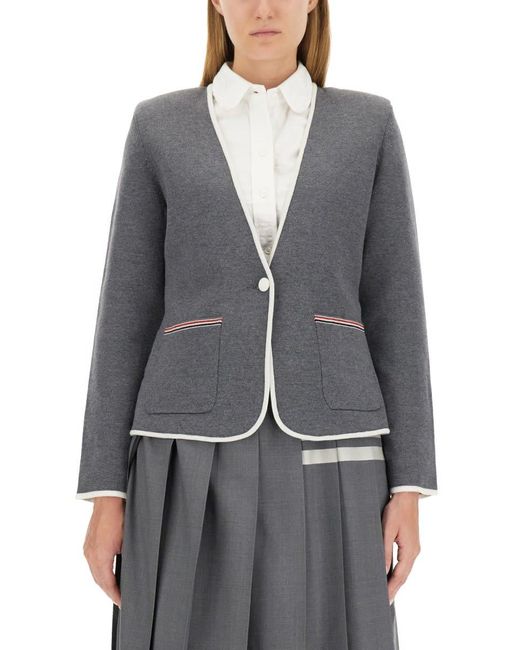 Thom Browne Gray Single-Breasted Jacket