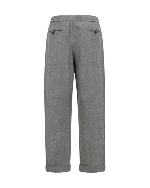 Giorgio Armani Gray Oversized Pants Wool And Cashmere With Denim Effect for men