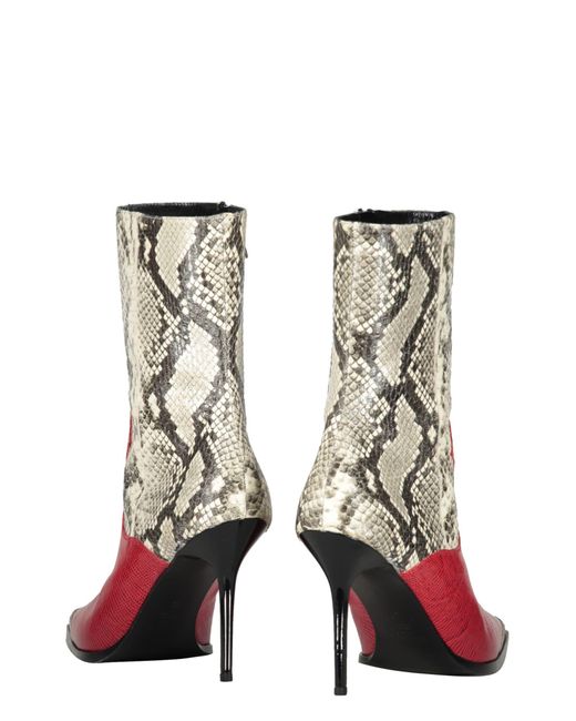 Missoni Red Snakeskin Print Heels Ankle Boots