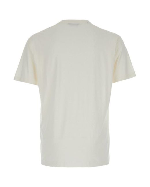 Tom Ford White Crewneck T-Shirt With Tf Embroidery for men